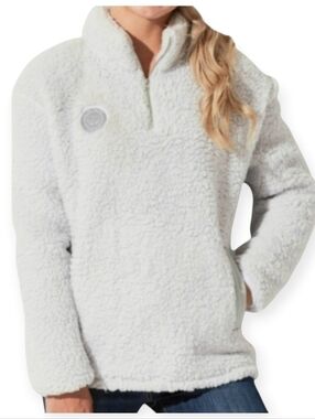 Ivory Ella Cloud Super-Soft Sherpa Pullover White Quarter Zip Fleece XL NWT Cozy